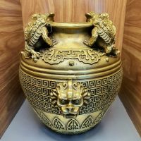 Bình tài lộc chum tiền thiềm thừ đồ đồng phong thủy chiêu tài hút lộc - ĐĐPT1207