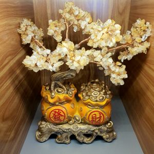 [Quà tặng phong thủy] Cây tài lộc đá thạch anh vàng thiên nhiên - QTPT1155