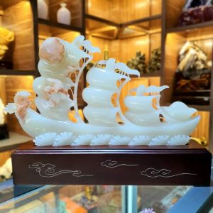 [Quà tặng phong thủy] Thuyền buồm ngọc onyx thiên nhiên - QTPT1031
