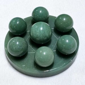 Bộ thất tinh trận bằng đá thạch anh xanh aventurine thiên nhiên - Hợp mệnh hỏa, mộc - TTT1208