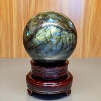 Quả cầu phong thủy đá xà cừ (Hắc nguyệt quang) thiên nhiên ĐK: 9,5cm - Hợp mệnh kim, thủy - QCXC120