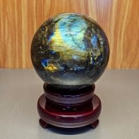 Quả cầu phong thủy đá xà cừ (Hắc nguyệt quang) thiên nhiên ĐK: 10,39cm - Hợp mệnh kim, thủy - QCXC123