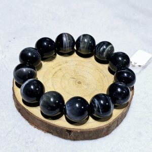 Vòng tay đá mắt hổ chim ưng đen hợp cho mệnh thủy mộc Size 16ly - VTMH1035