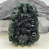 Tượng mẹ Quán Thế Âm đứng rồng ngọc phỉ thúy thiên nhiên (VIP) - TPT121