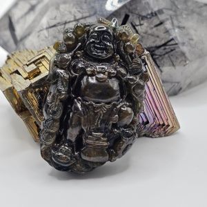 Tượng ngài Di Lạc đá Sapphire sao xanh đen thiên nhiên (VIP) - TDL535