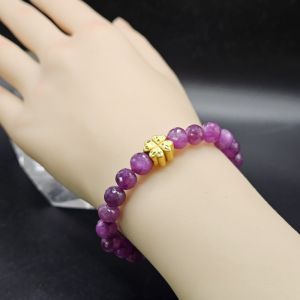 Vòng Tay Phong Thủy Đá Ruby Thiên Nhiên charm vàng 24K Size Hạt 10ly - VRB1254