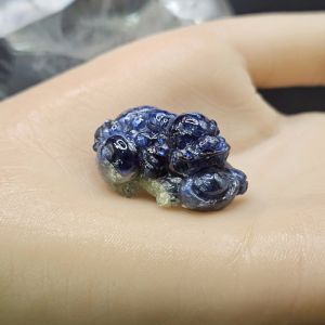 Mặt Tỳ Hưu Phong Thủy Đá Sapphire xanh hero Thiên Nhiên Bao Kiểm Định - TH1131