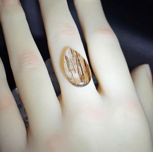 Mặt đá thạch anh tóc đỏ nâu - TAT557