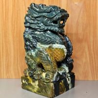 Ấn Rồng đá Caxedon xanh tự nhiên nguyên khối  - AR1041