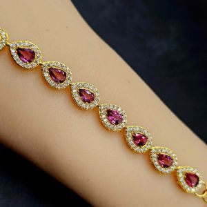Lắc tay vàng đính đá Garnet Rhodolite thiên nhiên cao cấp cho nữ - NVDQ940