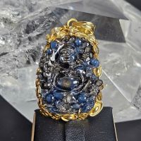 Tượng ngài Di Lạc đá Sapphire sao hoa thị xanh đen thiên nhiên (VIP) - TDL126