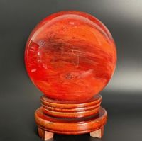 Quả cầu phong thủy đỏ thiên nhiên đá thủy tinh núi lửa ĐK:15cm - Hợp mệnh hỏa, thổ - QCPT1117