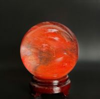 Quả cầu phong thủy đỏ thiên nhiên đá thủy tinh núi lửa ĐK:13cm - Hợp mệnh hỏa, thổ - QCPT1124