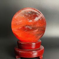 Quả cầu phong thủy đỏ thiên nhiên đá thủy tinh núi lửa ĐK:13cm - Hợp mệnh hỏa, thổ - QCPT1138