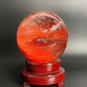 Quả cầu phong thủy đỏ thiên nhiên đá thủy tinh núi lửa ĐK:13cm - Hợp mệnh hỏa, thổ - QCPT1138