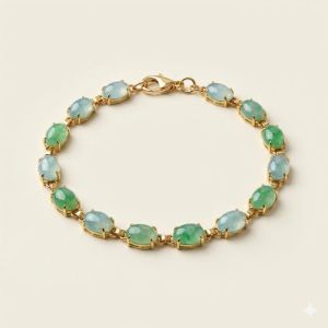 Lắc tay vàng đính ngọc cẩm thạnh A thiên nhiên cao cấp cho nữ - NVDQ112