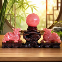 Bộ Tỳ Hưu Phong Thủy Đá Thủy Tinh Núi Lửa Thiên Nhiên Màu Đỏ Hợp Mệnh Hỏa Thổ - THCT428