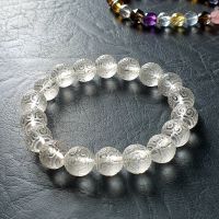 Vòng Tay Thạch Anh Trắng Thiên Nhiên Size 12ly Chạm Họa Tiết - TAT0001