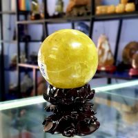 Quả Cầu Phong Thủy Thạch Anh Vàng Thiên Nhiên Size Nhỏ ĐK: 8cm - Hợp Mệnh Kim Thổ - QCTAV110