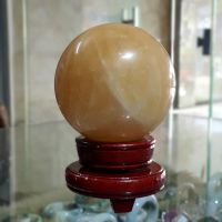 Quả Cầu Phong Thủy Canxit Vàng Thiên Nhiên ĐK:10,5cm - Hợp Mệnh Kim Thổ - QCCX1136