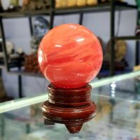 Quả Cầu Phong Thủy Đỏ Đá Thủy Tinh Núi Lửa Obsidian Thiên Nhiên ĐK:8cm - Hợp Mệnh Hỏa Thổ - TTNL113