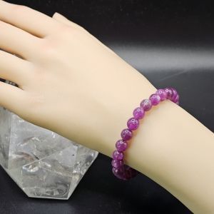 Vòng Tay Phong Thủy Đá Ruby Corundum Thiên Nhiên 100% Bao Kiểm Đinh Size Hạt 7ly - VTDRB1024
