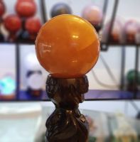 Quả Cầu Phong Thủy Đá Canxit vàng Thiên Nhiên ĐK 13,5cm - QCCT0043