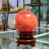 Quả Cầu Phong Thủy Đỏ Đá Thủy Tinh Núi Lửa Obsidian Thiên Nhiên ĐK:11cm - Hợp Mệnh Hỏa Thổ - TTNL1003