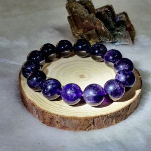 Vòng Tay Phong Thủy Đá Thạch Anh Tím Thiên Nhiên Bao Kiểm Định Size Hạt 14ly - Hợp Mệnh Hỏa Thổ - TAT129