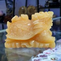Tượng Quy Hóa Rồng ( Long Quy ) Phong Thủy Đá Ngọc Hoàng Long Vàng Thiên Nhiên Size Lớn - QHR1234