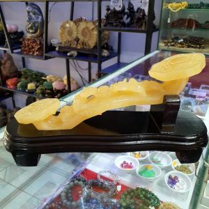 Gậy như ý phong thủy đá ngọc hoàng long thiên nhiên bao kiểm định - GNY1031