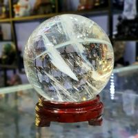 Quả cầu phong thủy đá obisian trắng thiên nhiên đường kính 10cm - Hợp mệnh kim, thủy - QCT1114