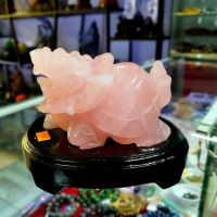 Tượng Quy Hóa Rồng ( Long Quy ) Phong Thủy Đá Thạch Anh Hồng Thiên Nhiên Bao Kiểm Định - QHR1216