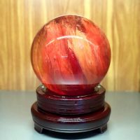 Quả Cầu Phong Thủy Đỏ Đá Thủy Tinh Núi Lửa Obsidian Thiên Nhiên ĐK:12cm - Hợp Mệnh Hỏa Thổ - TTNL625