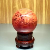 Quả Cầu Phong Thủy Đỏ Đá Thủy Tinh Núi Lửa Obsidian Thiên Nhiên ĐK:8,5cm - Hợp Mệnh Hỏa Thổ - TTNL634