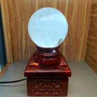 Quả Cầu Phong Thủy Đá Thạch Anh Trắng Thiên Nhiên đế đèn led ĐK:12cm Bao Kiểm Định - Hợp Mệnh kim, thủy - QCTAH543