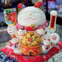 Mèo thần tài vẫy tay - Mèo Tài lộc may mắn Manekki Nekko Nhật Bản gốm sứ cao cấp ( Size Đại ) - MTT330