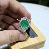 Nhẫn xoàn nam đá chủ Ngọc Lục Bảo (Emerald) thiên nhiên cao cấp - NVN1126