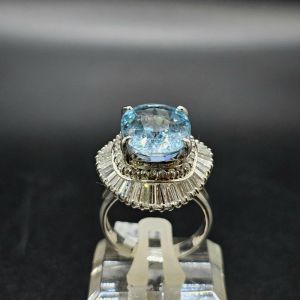 Nhẫn bạch kim nữ (Platinum) full xoàn đá chủ Aquamarine thiên nhiên cao cấp (Vip) - NVN1229