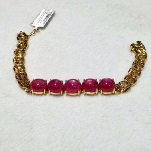 Lắc tay vàng 18k đính đá Ruby thiên nhiên - LRB1121