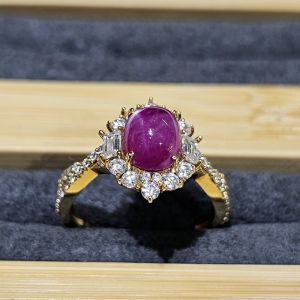 Nhẫn vàng nữ đính đá Ruby sao thiên nhiên cao cấp - NVĐQ319