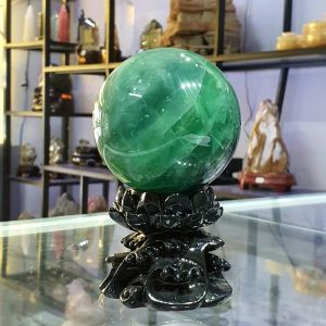 Quả Cầu Phong Thủy Xanh Lá Đá Fluorite Thiên Nhiên ĐK:8,1cm - Hợp Mệnh Mộc, Hỏa - QCXL1045