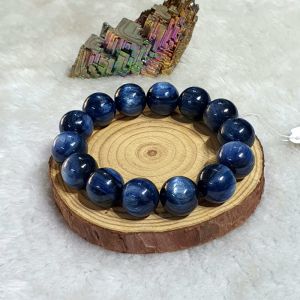 Vòng Tay Phong Thủy Xanh Dương Đá Kyanite Thiên Nhiên (Saphia nước) Size 15ly - Hợp mệnh mộc thủy - KAN1208